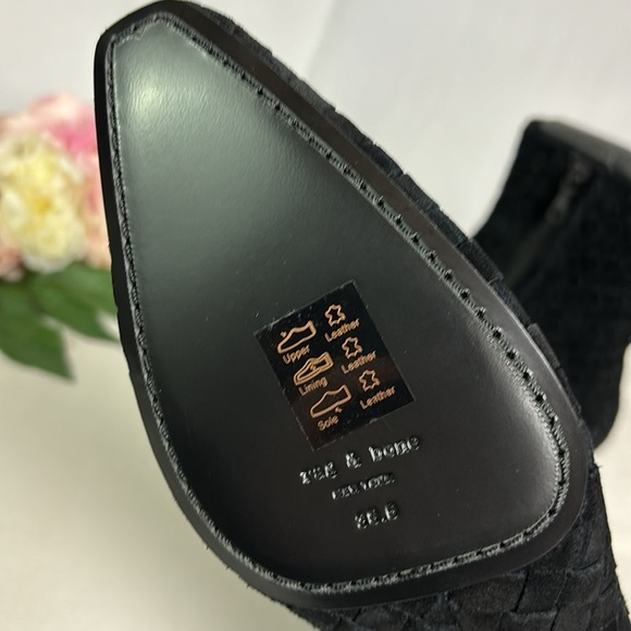 NWOB Rag & Bone Rio Black Woven Suede Leather Zip Mid Ankle Boot Size 39.5 - Picture 7 of 8
